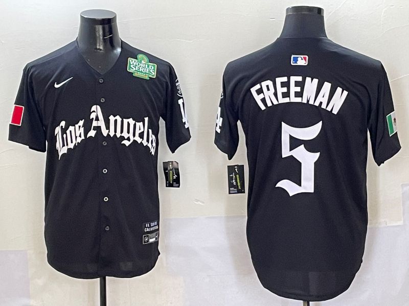 Men Los Angeles Dodgers #5 Freeman Black Five generations Joint Name 2025 Nike MLB Jersey style 10